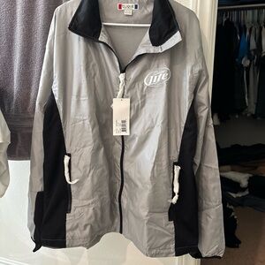 Brand new Miller lite Men's Gray and Black Windbreaker